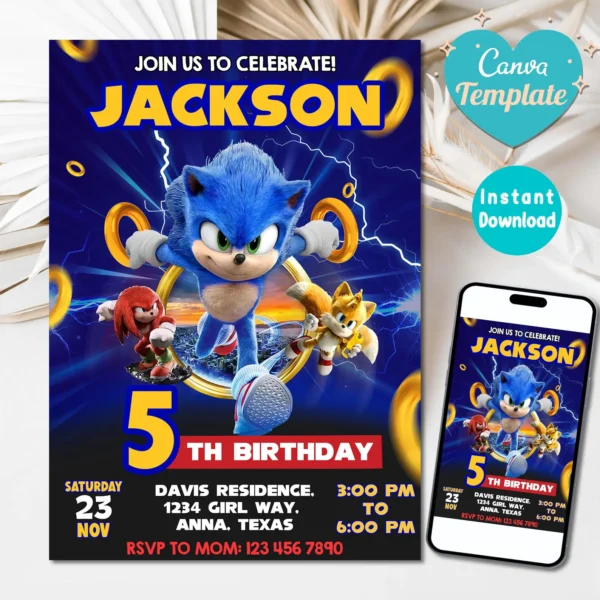 Sonic - Convite Aniversário